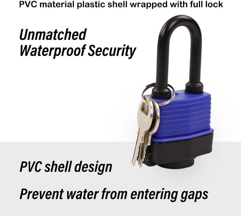 SEPOX ® Heavy-Duty 44mm 1.75" Out-Door Padlock Keyed-Alike, Water-Resistant Cover, Steel Lock with Same-Key, Extra-Long-Shackle Anti-Rust, Brass Cylinder for Boat, Fishing, Marine, Fence - Image 4