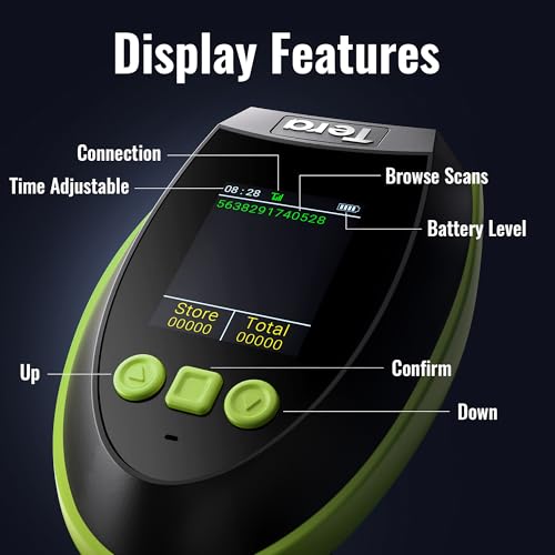 Tera Barcode Scanner Wireless with Screen: Pro Version 1D 2D QR with Setting Keypad Charging Cradle Works with Bluetooth 2.4G Wireless USB Wired Handheld Bar Code Reader HW0009 Green - Image 2
