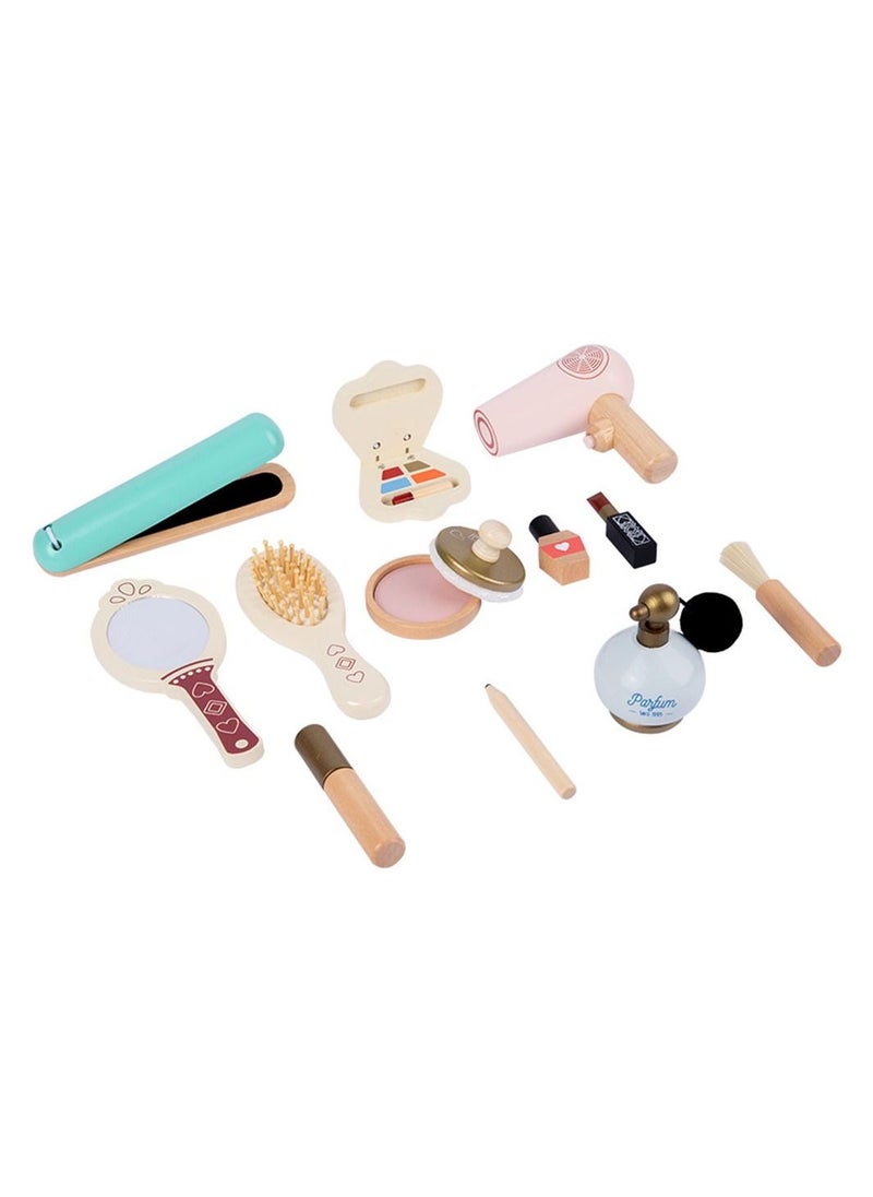 YelaJoy - Wooden Makeup Toys Pretend Play Makeup Kit Beautiful Vanity Salon for Girls - Image 1