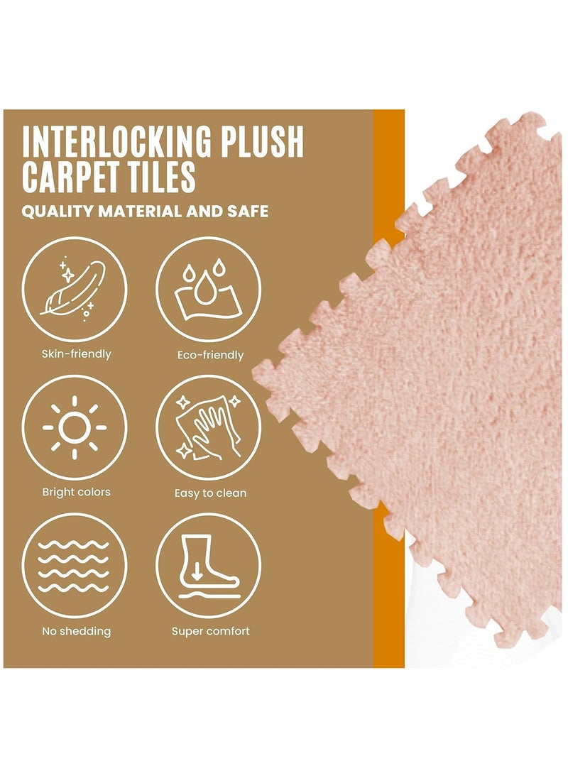 Generic - Plush Puzzle Foam Floor Mat Interlocking Carpet Tiles 30x30cm Carpet Foam Tiles Carpet Puzzle Mats for Floor  Rug Squares Carpet Interlocking Plush Foam Floor Tiles - Image 1
