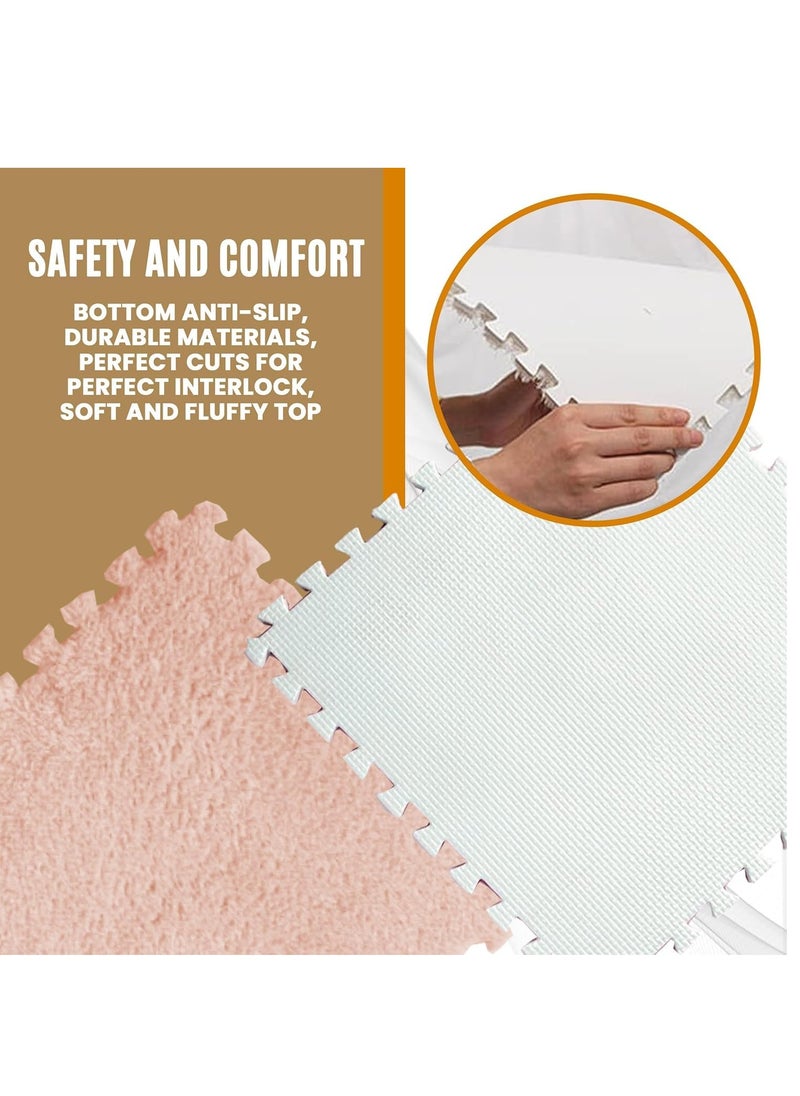Generic - Plush Puzzle Foam Floor Mat Interlocking Carpet Tiles 30x30cm Carpet Foam Tiles Carpet Puzzle Mats for Floor  Rug Squares Carpet Interlocking Plush Foam Floor Tiles - Image 1