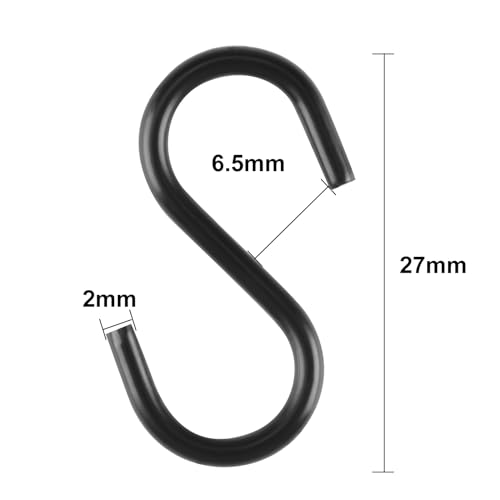 Senkary 100 Pieces 1 Inch Mini S Hooks Small S Hooks Stainless Steel S Shaped Hooks for Ornaments, Jewelry and Hanging (Black) - Image 2