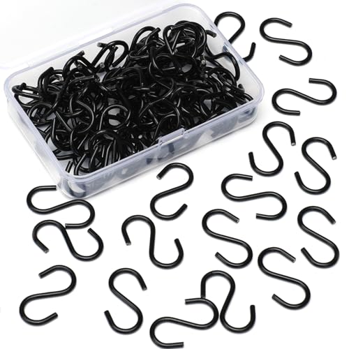 Senkary 100 Pieces 1 Inch Mini S Hooks Small S Hooks Stainless Steel S Shaped Hooks for Ornaments, Jewelry and Hanging (Black) - Image 1