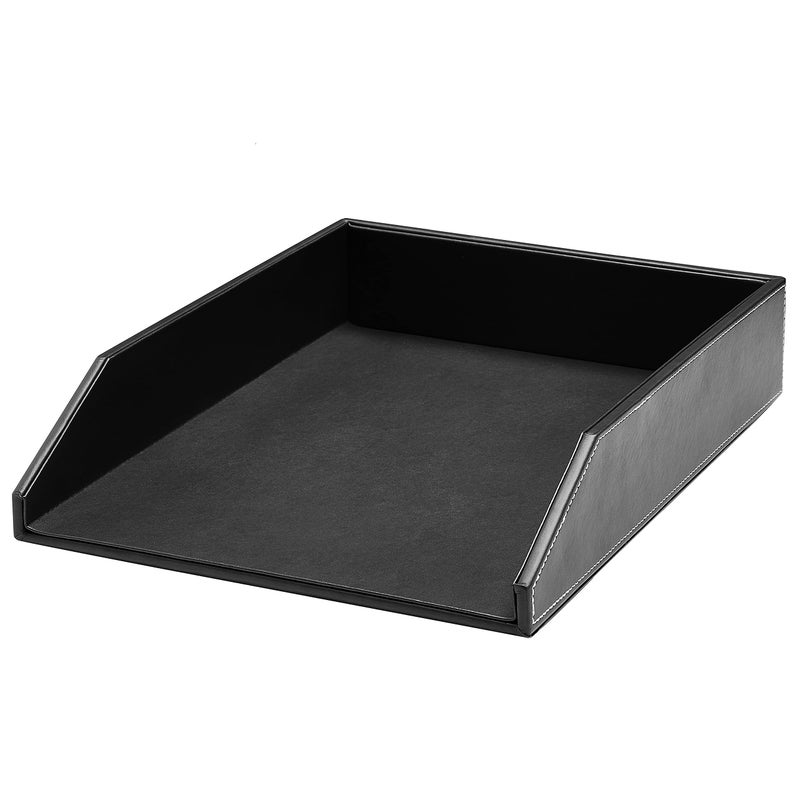 Gallaway Leather Letter Tray Desk Organizer - Paper Tray for Desk,PU Leather Tray Perfect for Office Organization, Document Holder Fits A4 Paper, Stackable Drawers for Extra Desk Storage. (Black) - Image 3