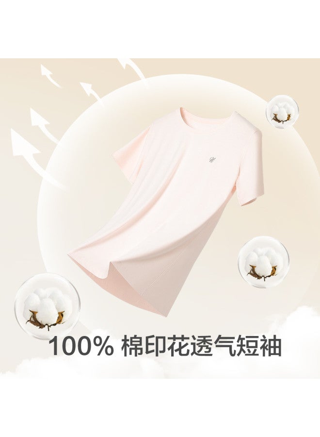 Red Bean Women'S Pure Cotton Short-Sleeve T-Shirt, Summer Solid Color Top, Breathable Round-Neck Tee For Layering - Image 3