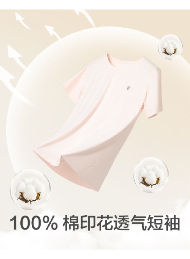 Red Bean Women'S Pure Cotton Short-Sleeve T-Shirt, Summer Solid Color Top, Breathable Round-Neck Tee For Layering - Image 1