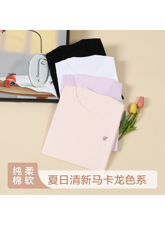 Red Bean Women'S Pure Cotton Short-Sleeve T-Shirt, Summer Solid Color Top, Breathable Round-Neck Tee For Layering - Image 5