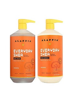 Alaffia Everyday Shea Body Lotion And Body Wash Bundle  Normal To Very Dry Skin Moisturizes And Cleanses Soft And Supple Skin With Shea Butter Lemongrass Neem And Coconut Oil Unscented 32 Fl Oz Each  - Image 2