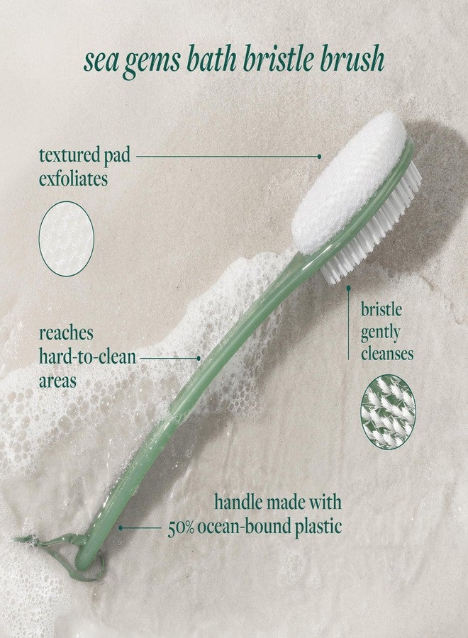 EcoTools Sea Gems Bath Bristle Brush, Dual-Sided Shower Brush for Cleansing & Exfoliating with Long Handle for Cleaning Back, Low-Waste Design, Vegan & Cruelty-Free, 1 Count - Image 2