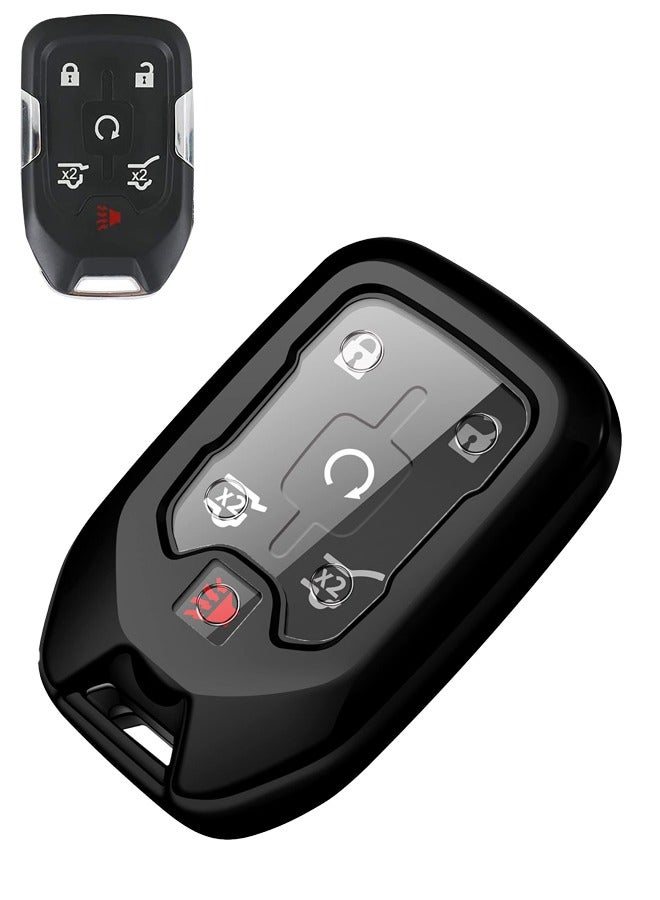 روكاوات غطاء حماية كامل لمفتاح سيارة شيفروليه TPU ناعم للغاية متوافق مع 2017-2021 شيفروليه سيلفرادو سوبربان تاهو جي إم سي أكاديا سييرا تيرين يوكون - أسود - Image 1