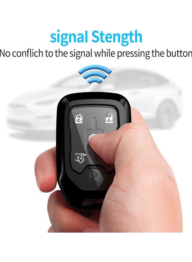 روكاوات غطاء حماية كامل لمفتاح سيارة شيفروليه TPU ناعم للغاية متوافق مع 2017-2021 شيفروليه سيلفرادو سوبربان تاهو جي إم سي أكاديا سييرا تيرين يوكون - أسود - Image 4