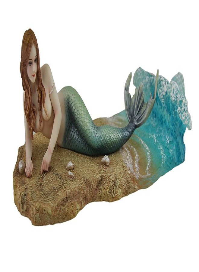Veronese Design Zeckos Veronese Resin Statues Waiting by Selina Fenech Mermaid Laying On The Beach Statue 10.25 X 3.5 X 4.5 Inches Multicolored - Image 1