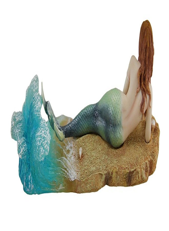 Veronese Design Zeckos Veronese Resin Statues Waiting by Selina Fenech Mermaid Laying On The Beach Statue 10.25 X 3.5 X 4.5 Inches Multicolored - Image 3