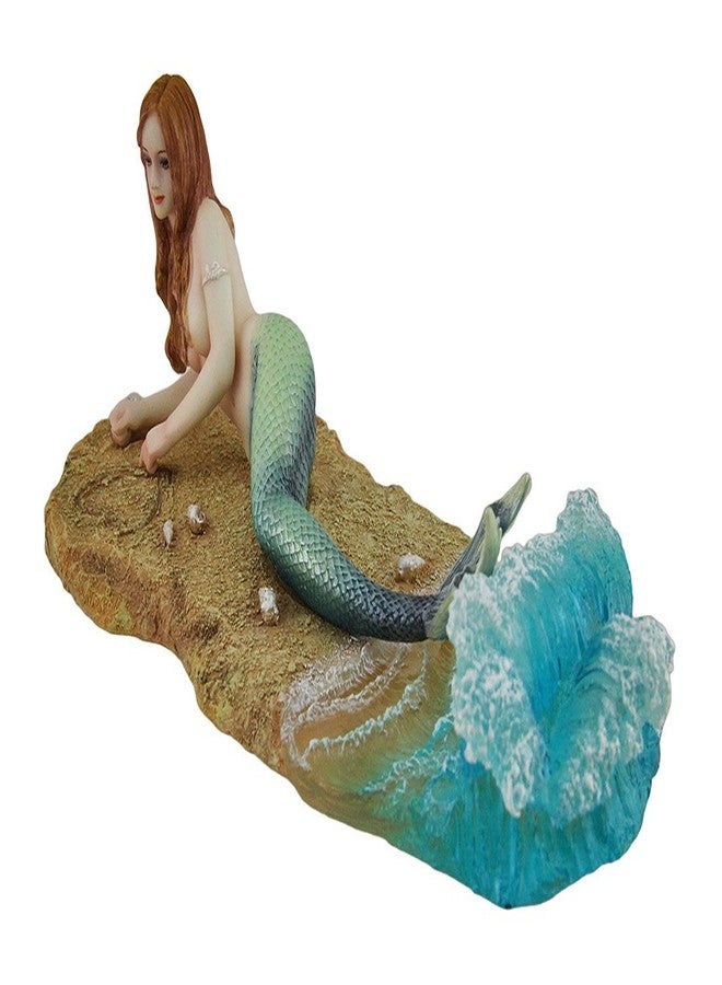 Veronese Design Zeckos Veronese Resin Statues Waiting by Selina Fenech Mermaid Laying On The Beach Statue 10.25 X 3.5 X 4.5 Inches Multicolored - Image 2