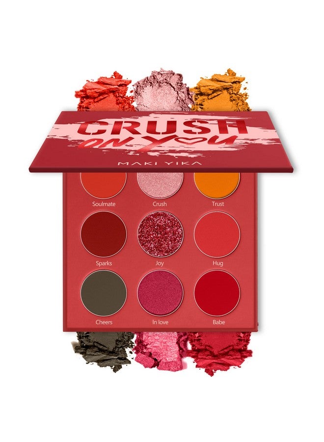 MAKI YIKA Matte Glitter Eyeshadow Palette 9 Colors,Red Shimmer Eye Shadow Long Lasting High Pigmented Powder Colorful Waterproof Makeup Palettes (2 Red) - Image 2