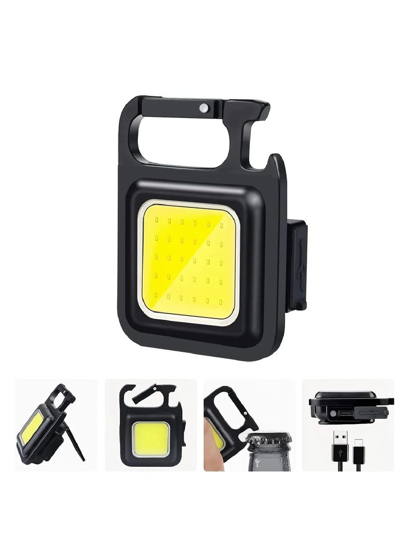 DIGI CORE Pack Of 2 Pcs COB Light Small  Keychain Light 800Lumens Bright Mini Flashlight Rechargeable 4 Light Modes Portable Pocket Flashlight with Folding Bracket Magnet Base Bottle Opener for Camping Wal - Image 2