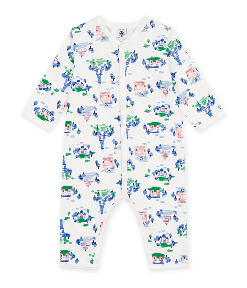 بيتي باتو Baby Footless Cotton Pyjamas With Paris Print