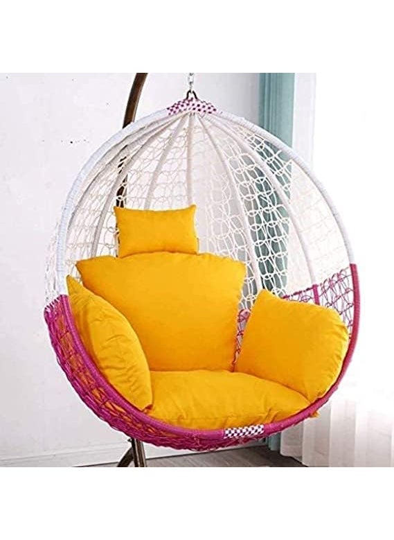ANAND INDIA GROUPS ANAND INDIA GROUPS Polyester Designer Cushion for Hanging Basket Swing Chair for Outdoor Egg Swing ChairGarden Swing Seat Padded Pillow CushionYellow  - Image 3