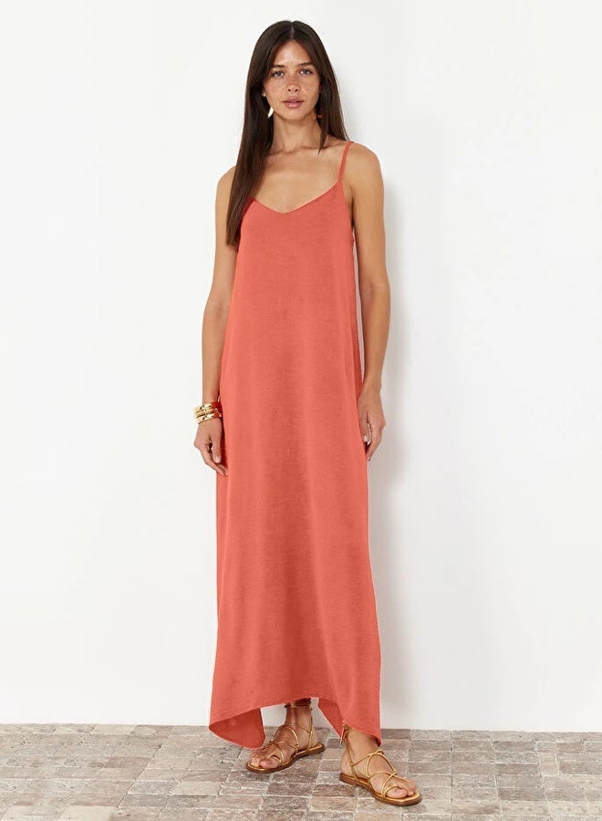 trendyol Tile Straight Cut V-Neck Maxi Woven Dress TWOSS24EL00995 - Image 1