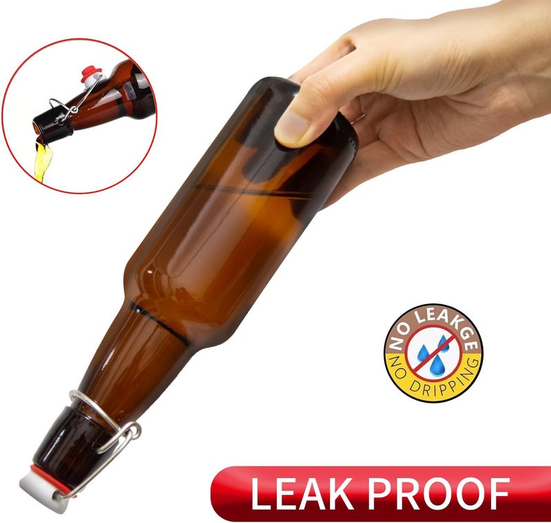 Zelomithe 12oz Amber glass bottle with Airtight Stopper Lids (10 Pack) -Swing Top Glass Bottles-Flip Top Brewing Bottle for Fermentation, Kombucha, Mead, Vinegar, Beer, Kefir, Wine,Soda,whisky - Image 4