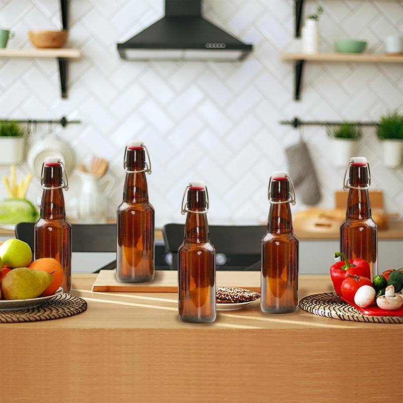 Zelomithe 12oz Amber glass bottle with Airtight Stopper Lids (10 Pack) -Swing Top Glass Bottles-Flip Top Brewing Bottle for Fermentation, Kombucha, Mead, Vinegar, Beer, Kefir, Wine,Soda,whisky - Image 5