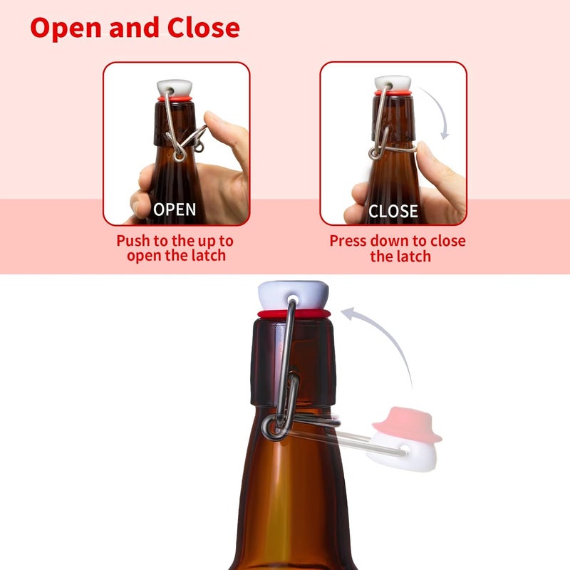 Zelomithe 12oz Amber glass bottle with Airtight Stopper Lids (10 Pack) -Swing Top Glass Bottles-Flip Top Brewing Bottle for Fermentation, Kombucha, Mead, Vinegar, Beer, Kefir, Wine,Soda,whisky - Image 3