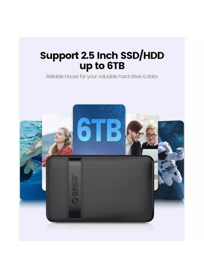 Orico 2577U3 2.5'' Hard Drive Enclosure, 5Gbps USB 3.0 to SATA External Hard Drive Case for 2.5 Inch 7mm 9.5mm SSD HDD Max 6TB, UASP Supported, Black  - Image 5