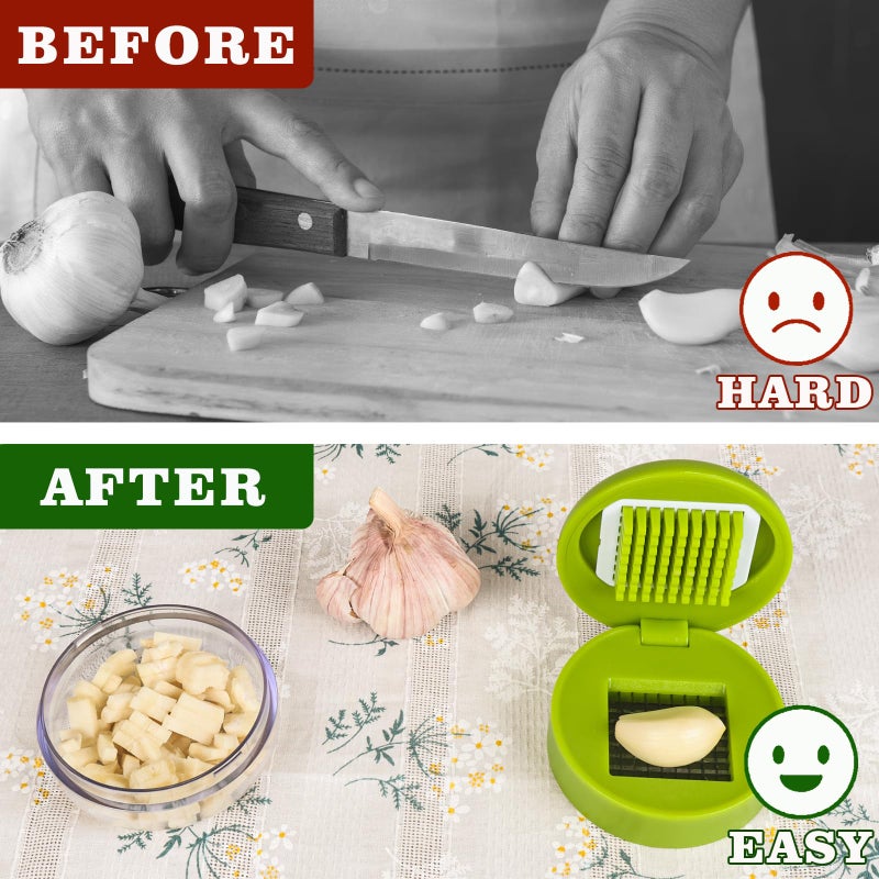 Deftomo Garlic Press Stainless Steel, Garlic Mincer Tool with Storage Container, Garlic Chopper with Peeler Skin and Cleaning Brush - Image 5