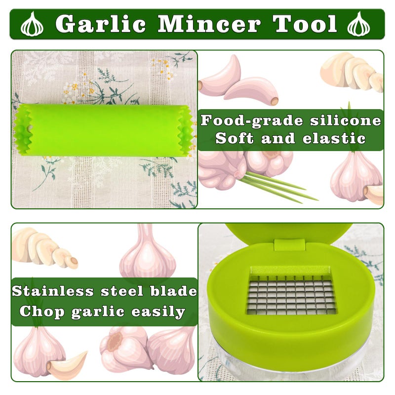 Deftomo Garlic Press Stainless Steel, Garlic Mincer Tool with Storage Container, Garlic Chopper with Peeler Skin and Cleaning Brush - Image 4