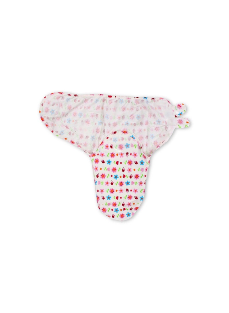Junior Cotton Baby Swaddle – Off-White Floral Design - Image 2