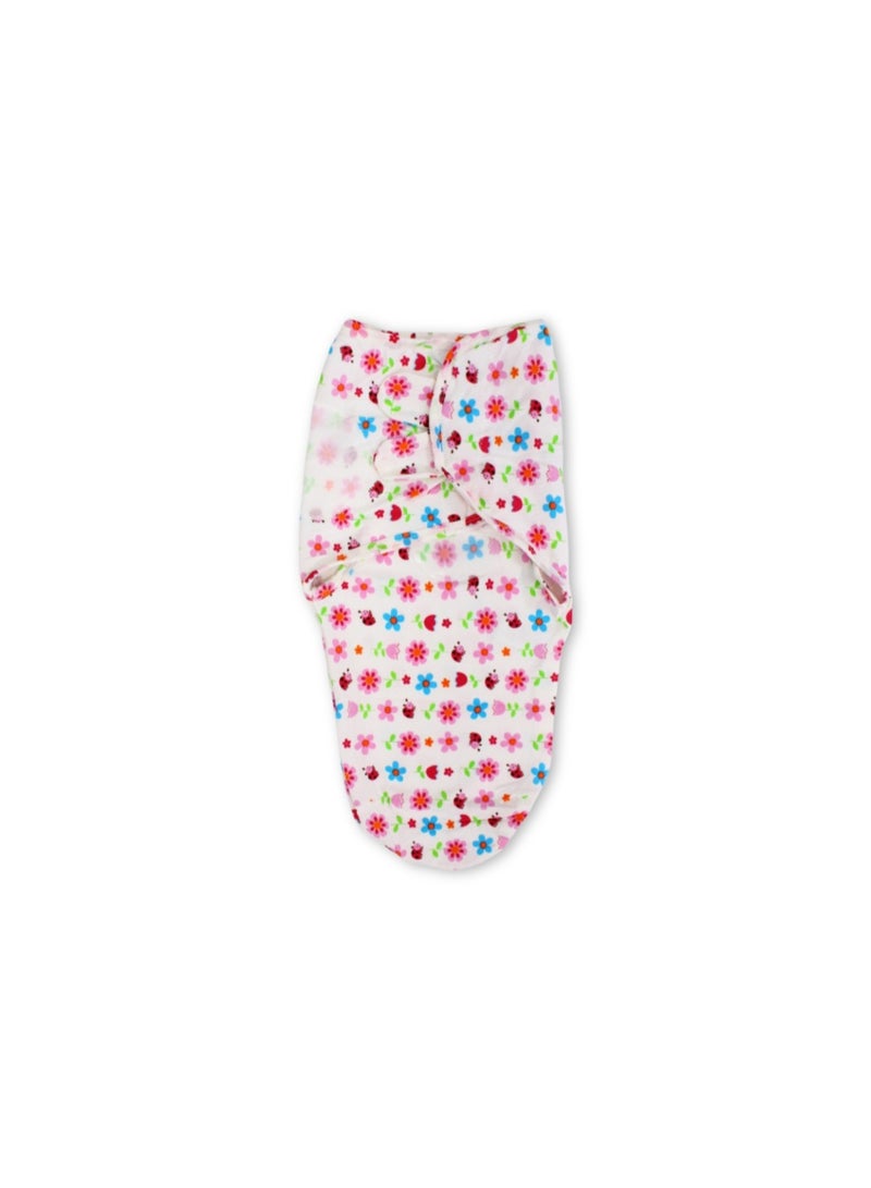 Junior Cotton Baby Swaddle – Off-White Floral Design - Image 1