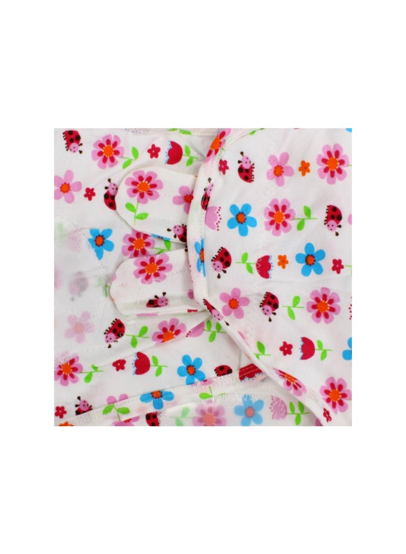 Junior Cotton Baby Swaddle – Off-White Floral Design - Image 4