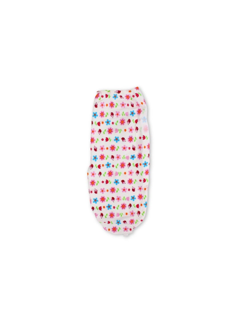 Junior Cotton Baby Swaddle – Off-White Floral Design - Image 3