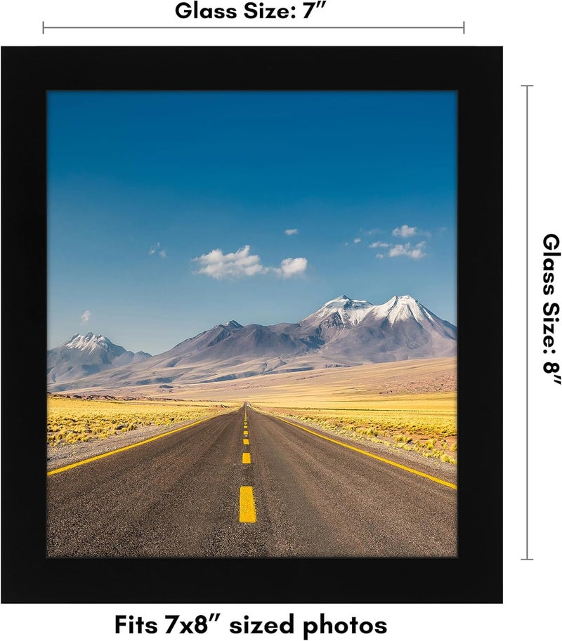 Americanflat 7x8 Picture Frame with Shatter-Resistant Glass - Gallery Style Frame with Engineered Wood - Signature Collection - Photo Frame for Tabletop and Wall Display - Black - Image 2