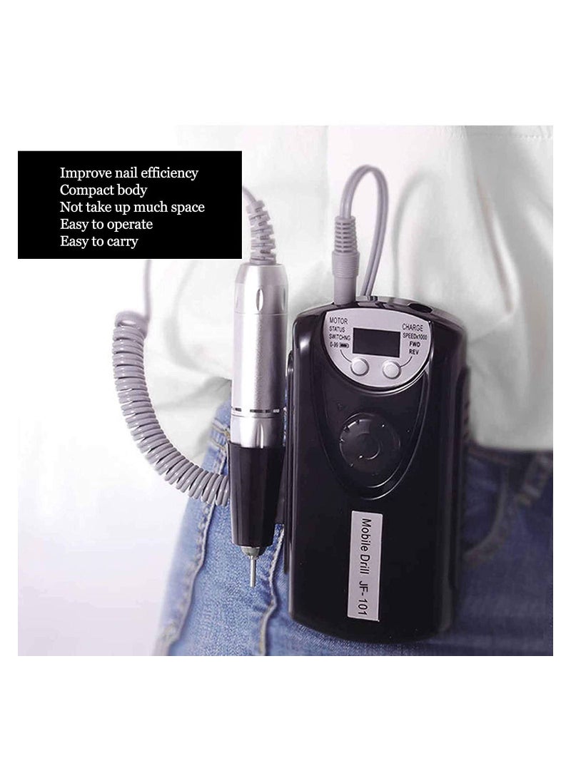 general Rechargeable Nail Drill Machine Nail Cutter Electric Nail Polisher Machine Manicure Professional Portable Electric Nail Grinder Polishers Nail Drill Machine (Black) - Image 4