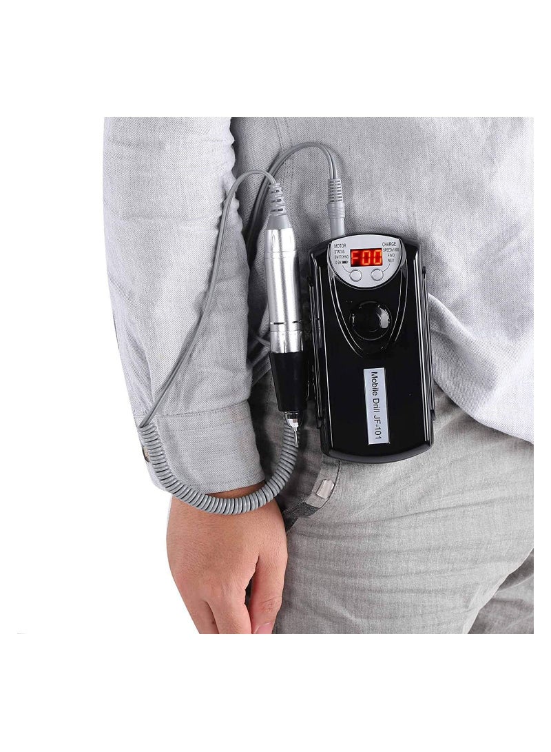 general Rechargeable Nail Drill Machine Nail Cutter Electric Nail Polisher Machine Manicure Professional Portable Electric Nail Grinder Polishers Nail Drill Machine (Black) - Image 5