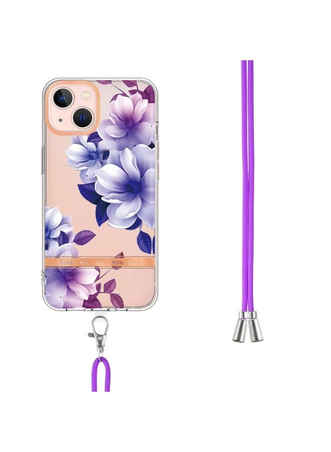 Zaboon Case For iPhone 13 mini Flowers Series TPU Phone Case with Lanyard - Image 3