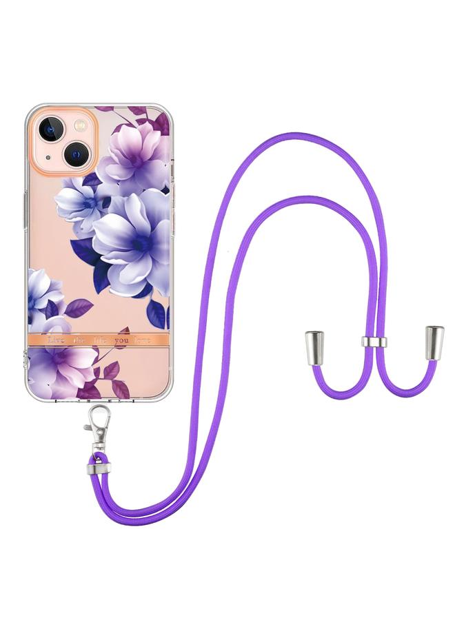 Zaboon Case For iPhone 13 mini Flowers Series TPU Phone Case with Lanyard - Image 2