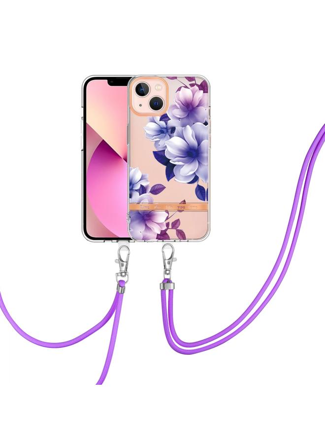 Zaboon Case For iPhone 13 mini Flowers Series TPU Phone Case with Lanyard - Image 1