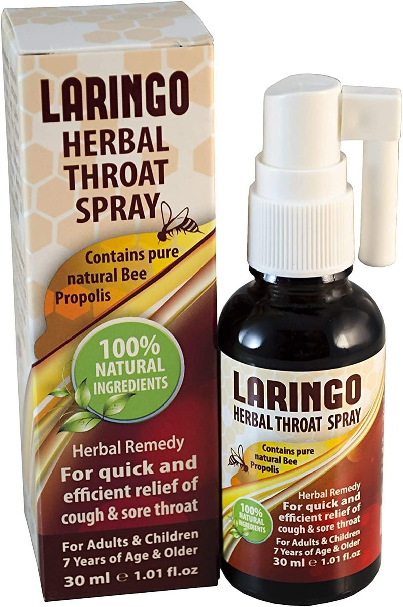 DR. SCHAVIT Laringo Throat Spray - Contains Pure 99% Raw Bee Propolis Extract - 100% Natural Throat Remedy for Adults and Children - Gluten Free, Quick Relief. Kosher - 1 FL Oz