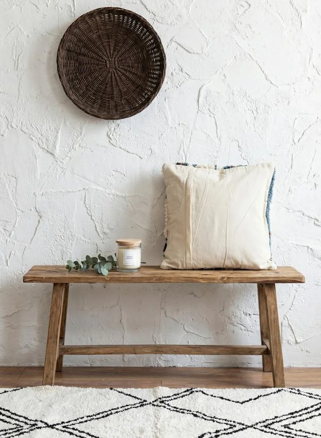 Sanskrutihomes Blue and White Embroidered Cotton Square Cushion Cover, Medium