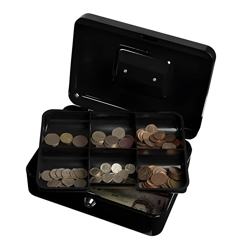 Breewell 6 Petty Cash Tin Steel Money Safe Box with Lock 2 Keys MultiColor BW02 - Image 1