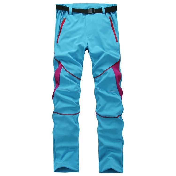 Cross-border new outdoor combat pants couples windproof waterproof hiking pants color matching slim ski pants soft shell pants Sky Blue (women's pants)