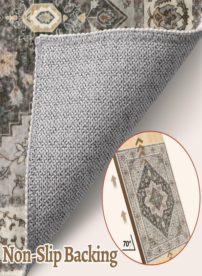Tangsoo 2x10 Washable Runner Rug for Hallways, Non Slip Vintage Runner Rug, Soft Low Pile Long Runner, Print Distressed Grey Carpet Runners for Kitchen Bedroom Entryway Bathroom Living Room - Image 5