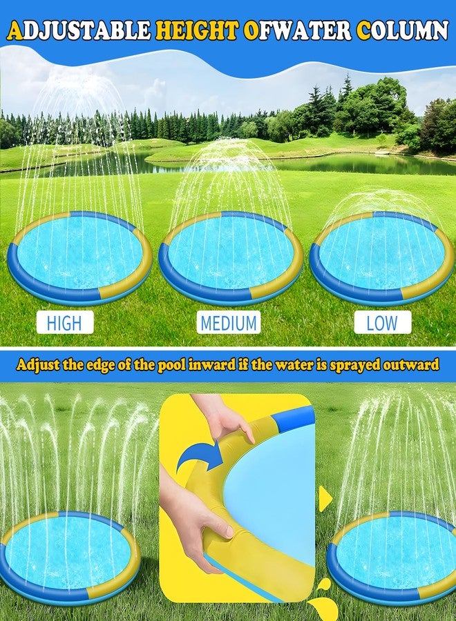 CACSPS 97" Non-Slip Splash Pad for Kids and Dog, Thicken Sprinkler Pool Summer Outdoor Water Toys, Extra Large Backyard Wading Pool for Children Boys & Girls or Pet Dog (Blue&Yellow) - Image 5