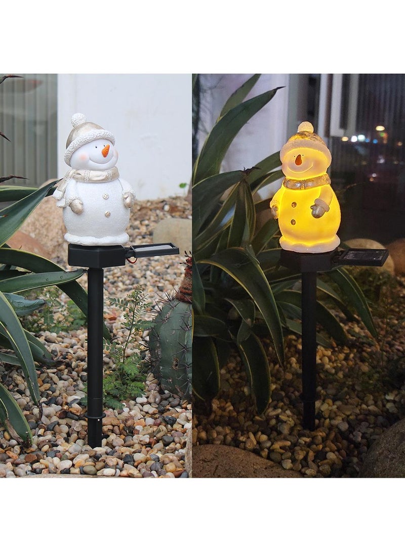Loquat 2 Pieces Snowman Shaped Solar LED Lights Effect Garden Light Auto On OR Off Dust To Dawn Outdoor Waterproof Landscape Decoration Solar Powered Security Torch Light - Image 1