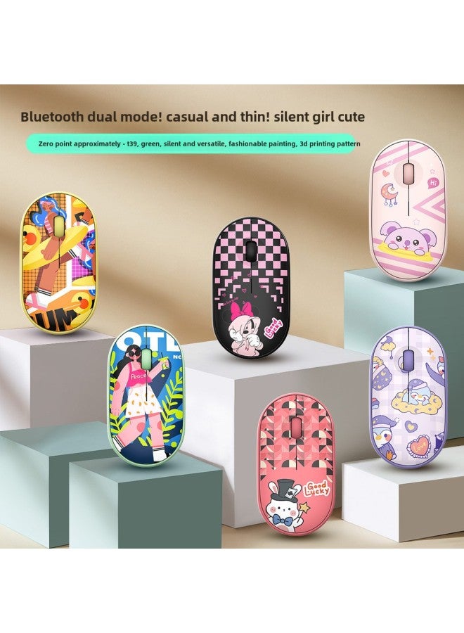 About Zero Point T39 Cobblestone With Bluetooth Dual-mode Wireless Mouse Painted Pattern 3D Printing Direct Supply-Color:Peach Color - Image 2