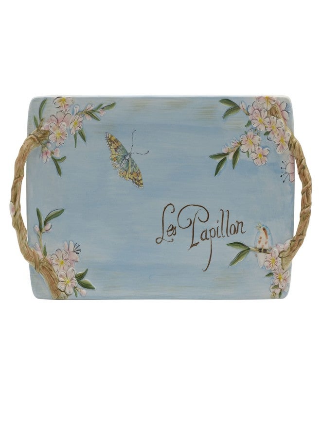 Fitz & Floyd Fitz and Floyd Toulouse Handled Serving Tray, 14 Inch, Blue - Image 2