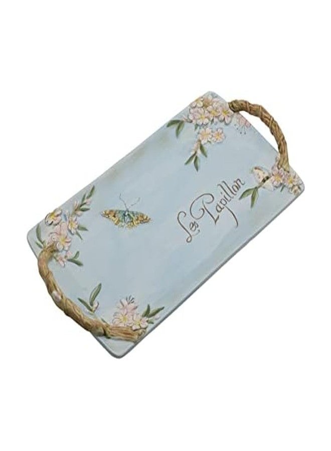 Fitz & Floyd Fitz and Floyd Toulouse Handled Serving Tray, 14 Inch, Blue - Image 1