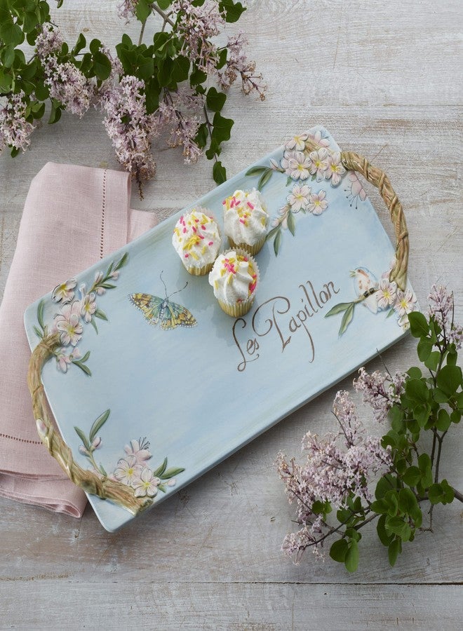 Fitz & Floyd Fitz and Floyd Toulouse Handled Serving Tray, 14 Inch, Blue - Image 5